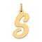 14K Yellow Gold Large Script Initial Letter S Charm Jewerly 22mm x 12mm
